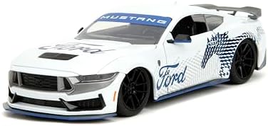 Jada Big Time Muscle 1:24 2024 Ford Mustang GT Dark Horse Die-Cast Car, Toys for Kids and Adults(White with Blue Horse Deco)